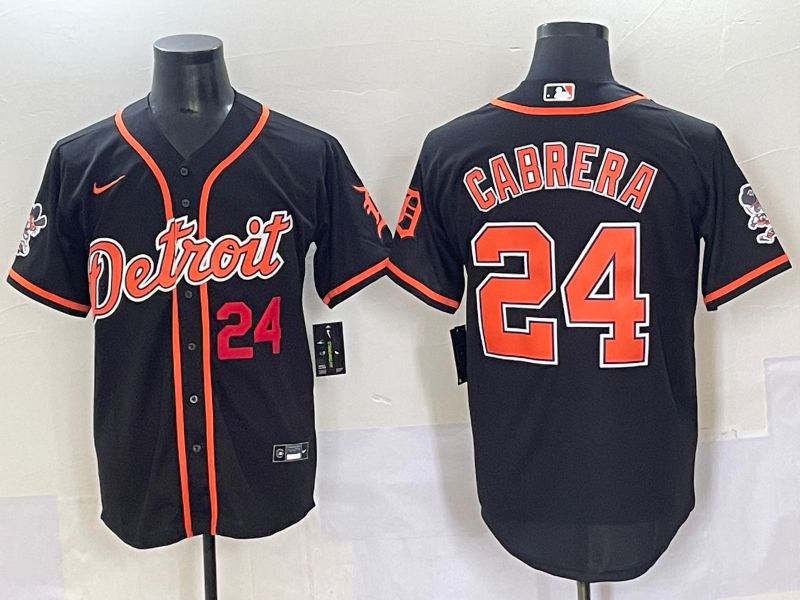 Men 2025 Detroit Tigers #24 Cabrera Black Joint Name Nike MLB Jersey style 2